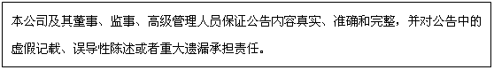 文本框: 本公司及其董事、监事、高级管理人员保证公告内容真实、准确和完整，并对公告中的虚假记载、误导性陈述或者重大遗漏承担责任。